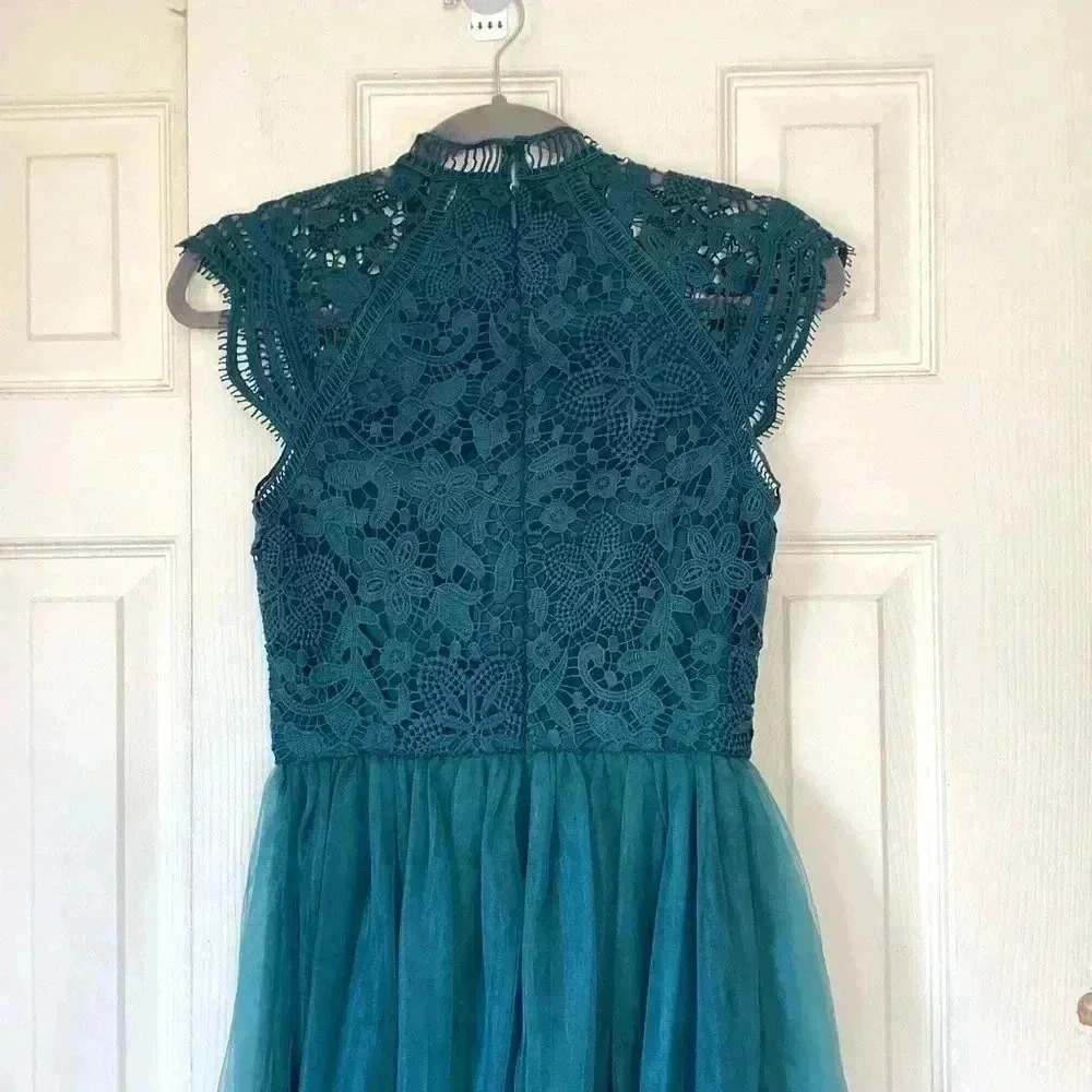 Ch Chi London NWT Green Crochet Lace Tulle Mini Dress Size UK6/US2 - Picture 5 of 15